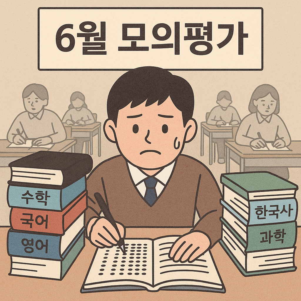 6월 모의고사를 치르는 학생의 이미지