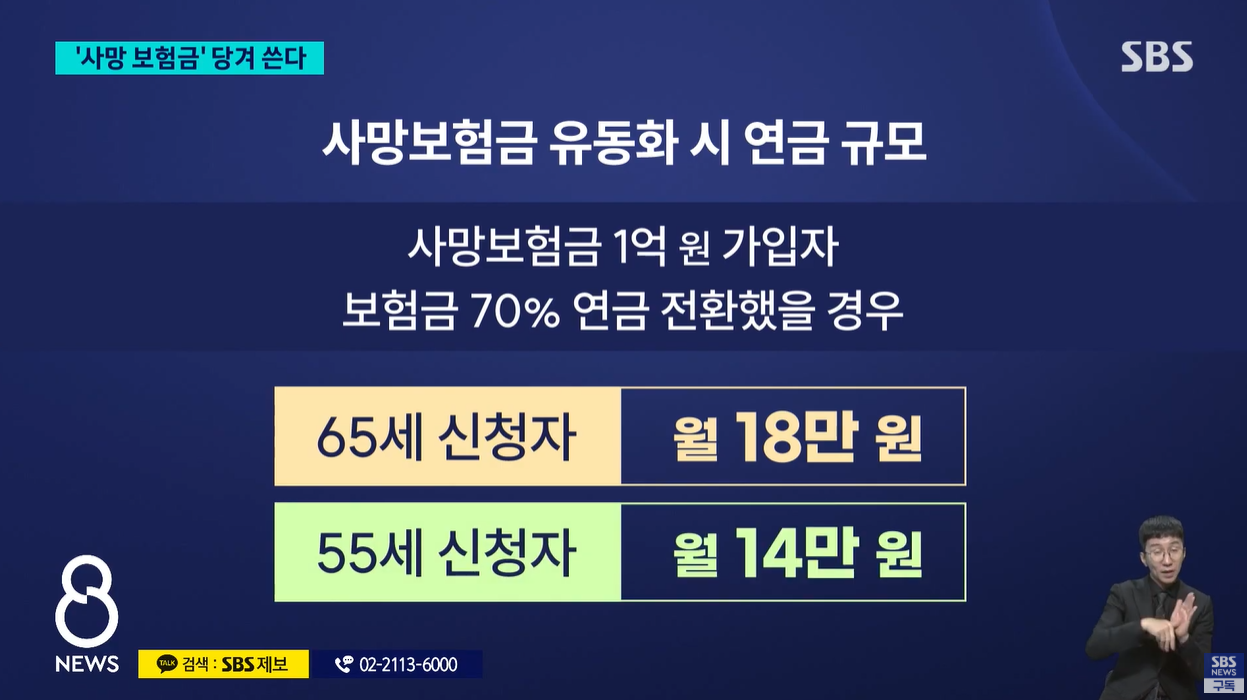 종신보험 연금전화 사망보험금유동화 소득공백해소 노후안전망 웰빙라이프
