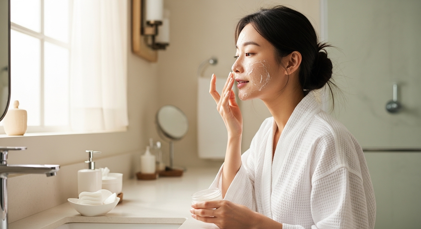 각질을 제거하는 여성