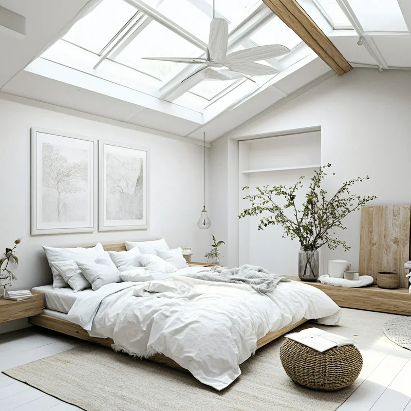 조용한 침실에서 느껴지는 부드러운 시원한 바람의 무풍 에어컨은 조용한 숙면을 제공합니다. 효율적인 에어컨 선택의 해답을 찾는 데 완벽한 분위기입니다.