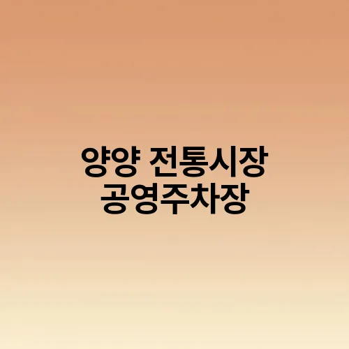 양양 전통시장 공영주차장
