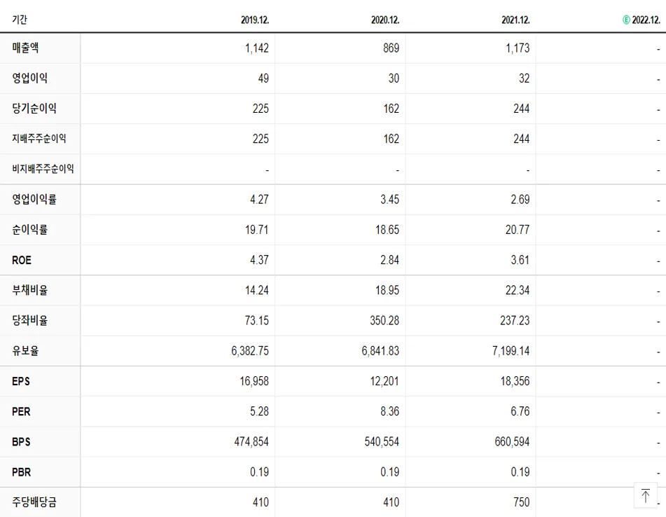 대한화섬 재무제표