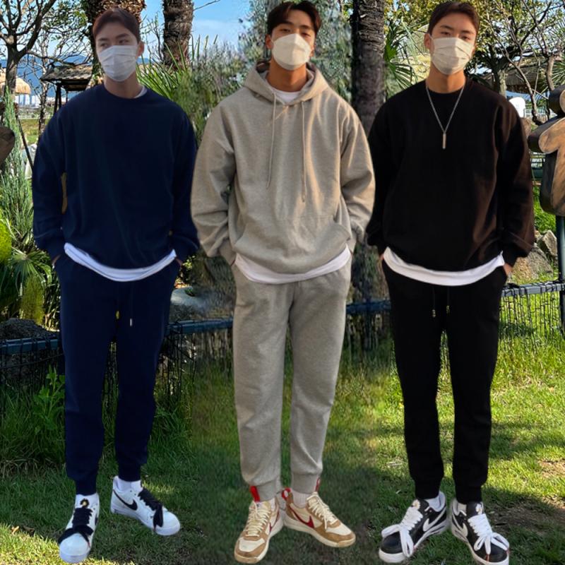 남자 트레이닝복 세트 스웻 셋업 오버핏 트레이닝 후드 집업 티 맨투맨 조거 팬츠