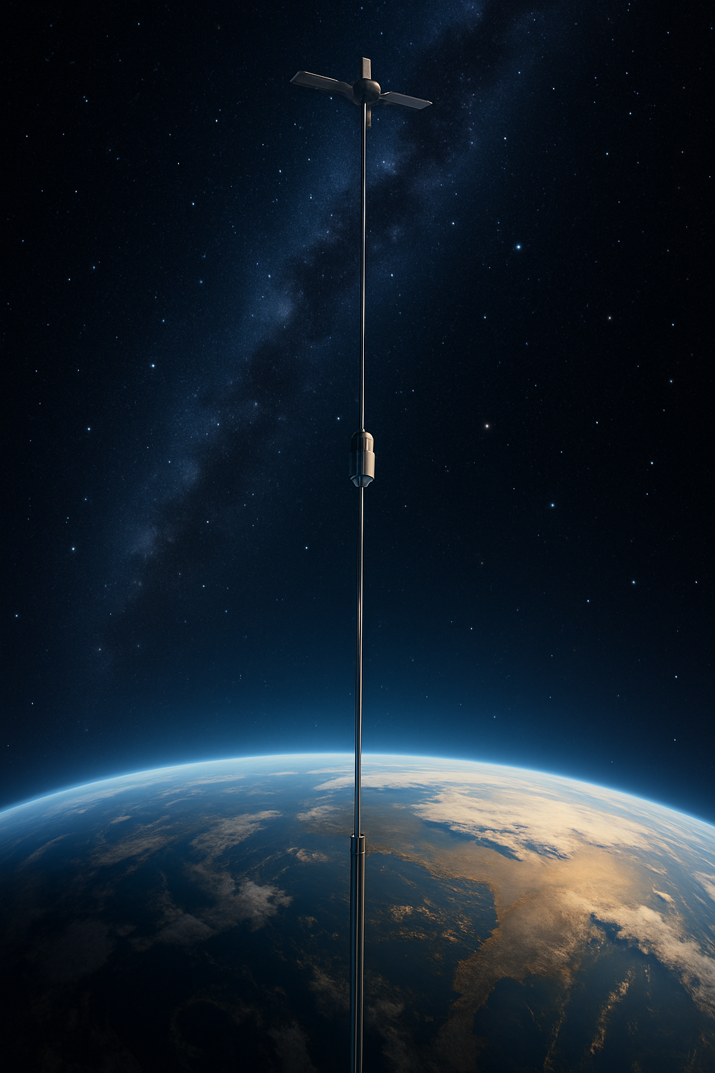 우주 엘리베이터의 개념을 표현