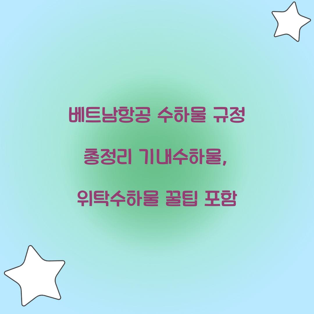 베트남항공 수하물 규정