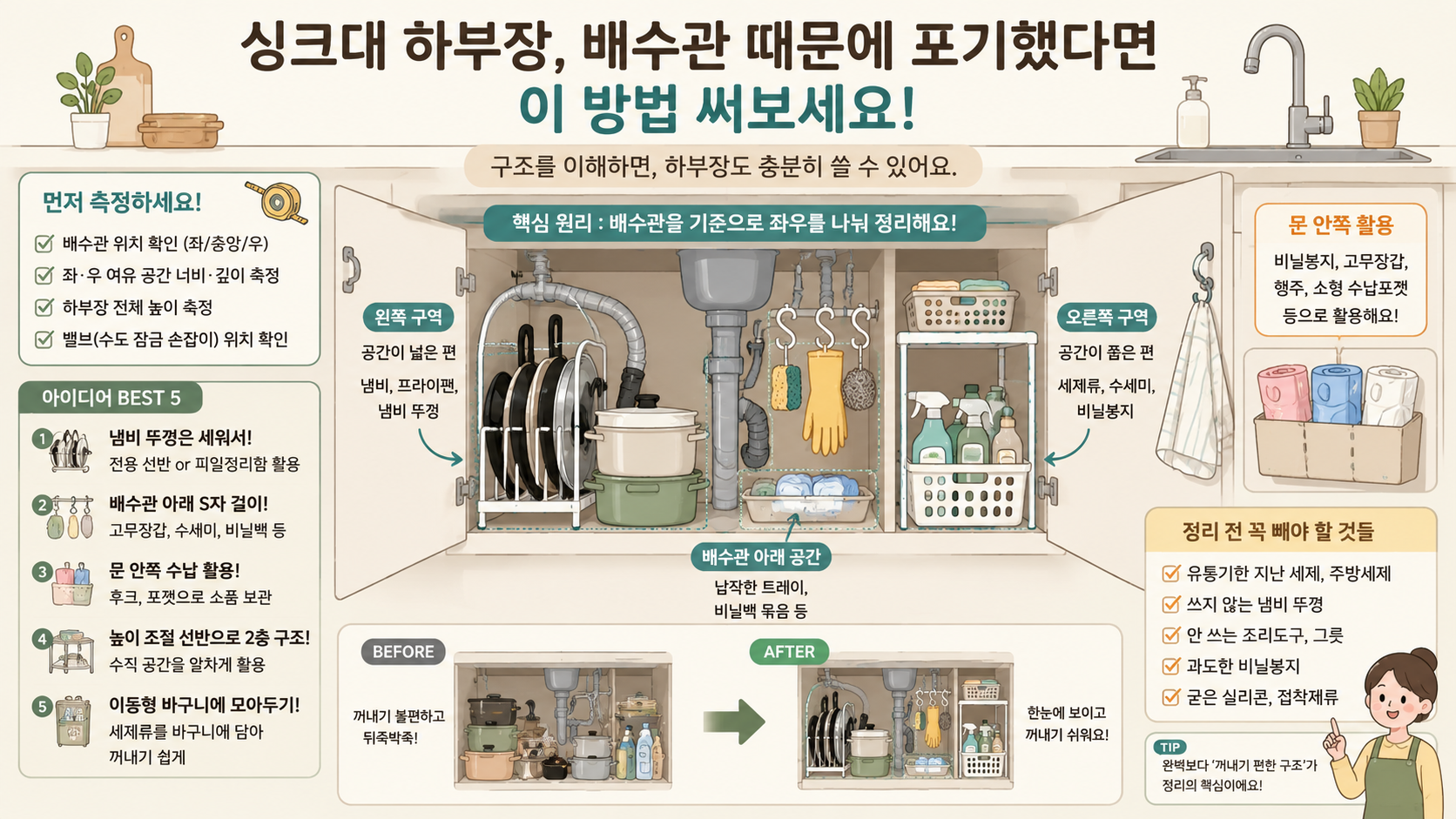싱크대 하부장 정리하는 방법