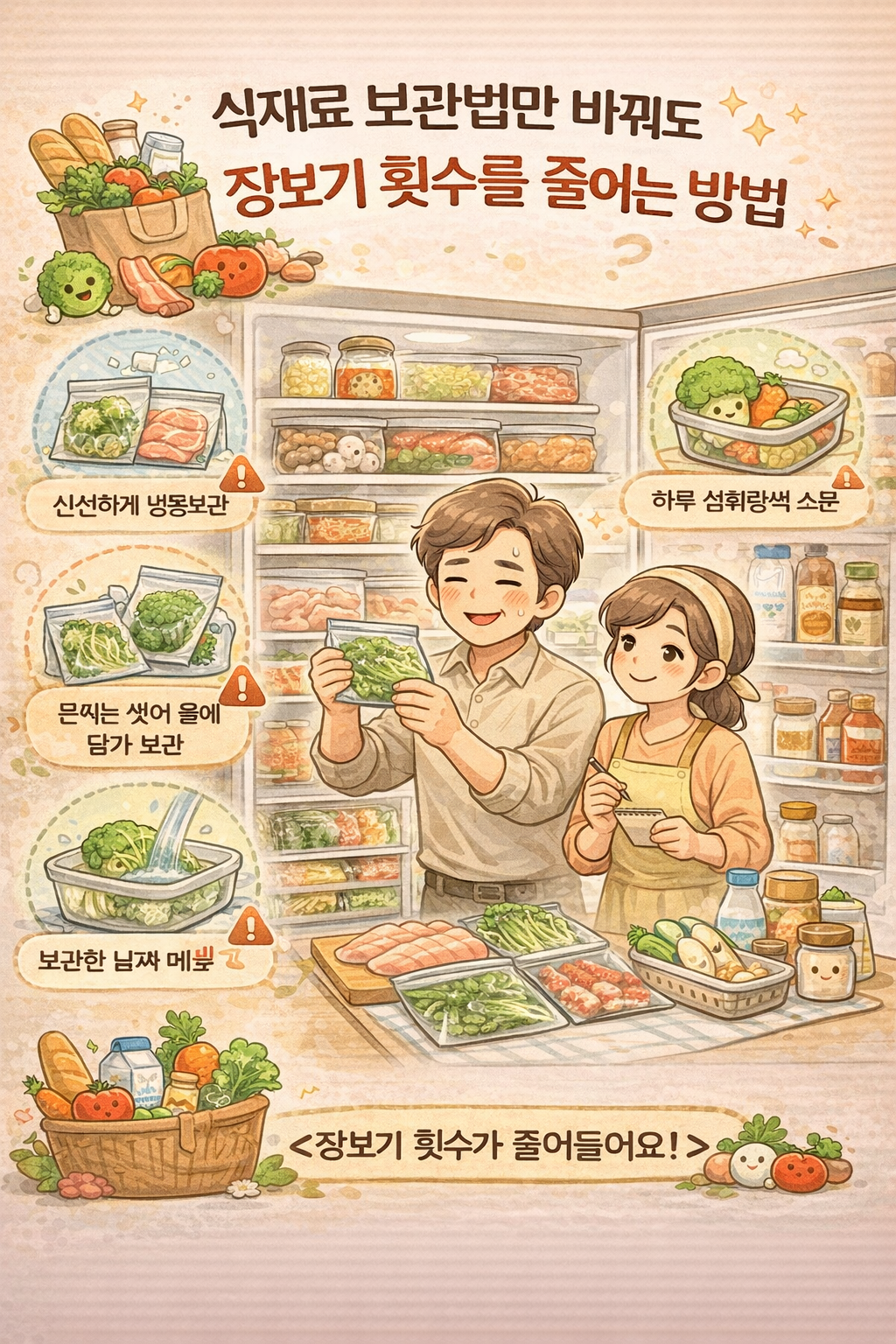 식재료 보관법만 바꿔도 장보기 횟수를 줄이는 방법