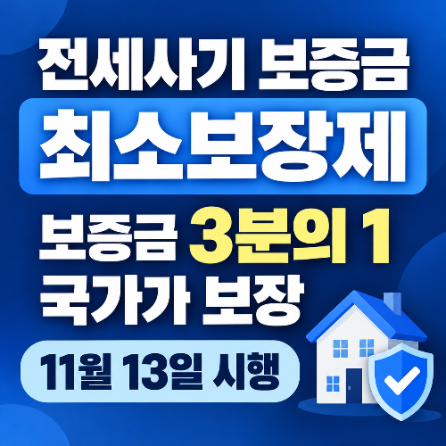 전세사기 보증금 최소보장제 11월 13일 시행, 보증금 3분의 1 국가 보장 안내