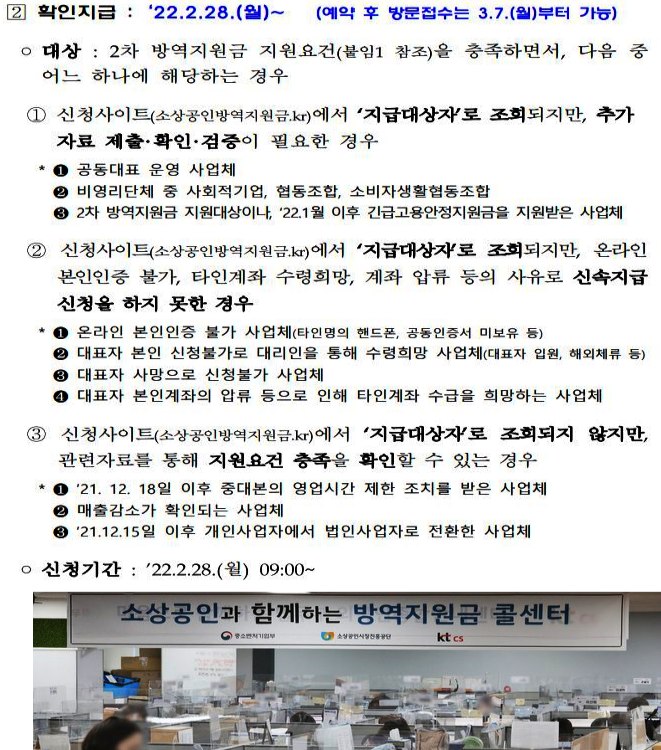 2차방역지원금 확인지급