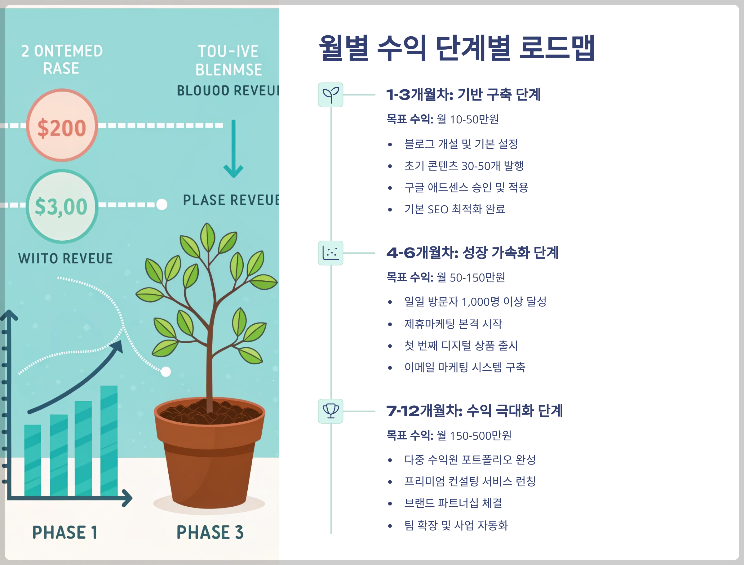 월별 수익 단계별 로드맵