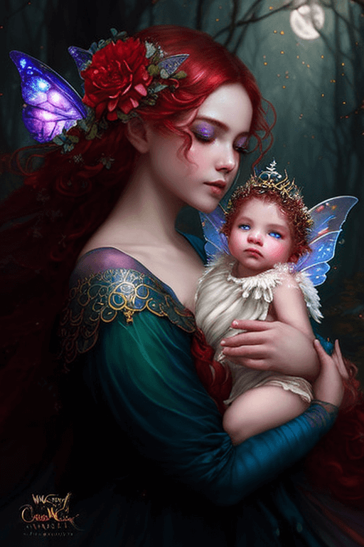 Playground AI로 생성한 그림(1) - 아기를 안고 있는 엄마 요정