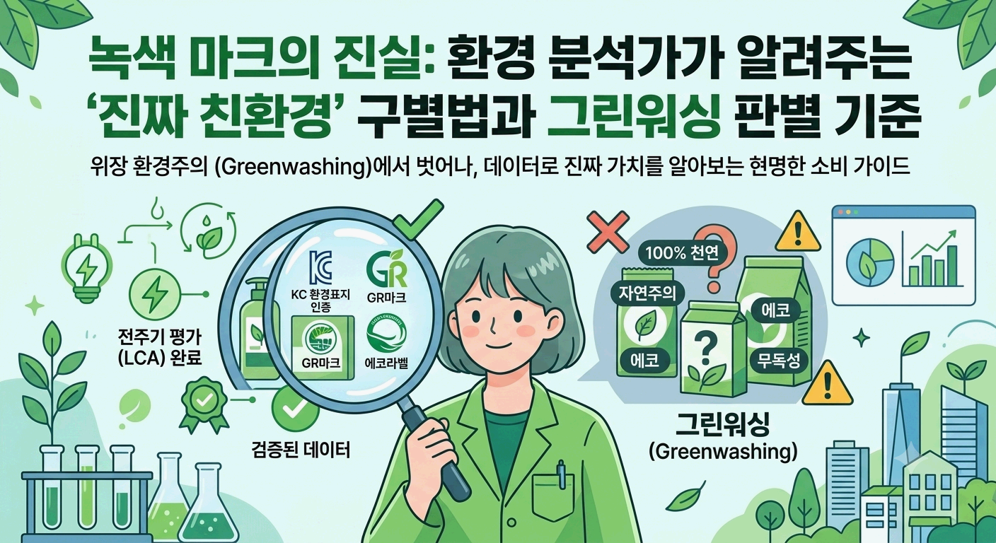 녹색 마크의 진실 환경 분석가가 알려주는 '진짜 친환경' 구별법과 그린워싱 판별 기준