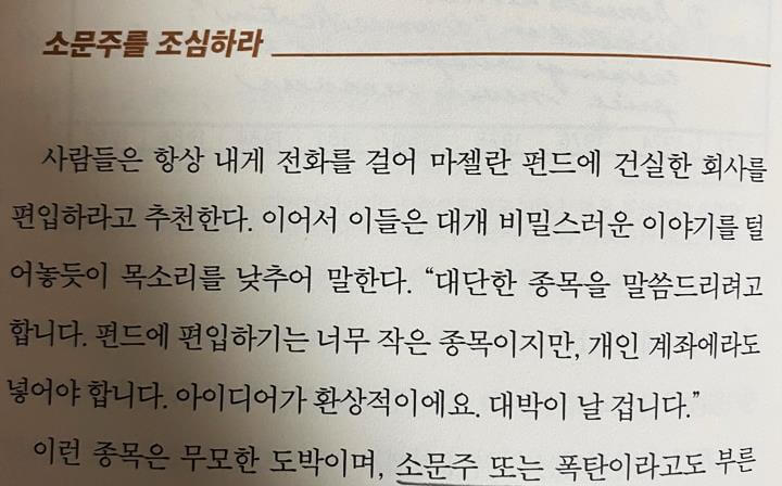 종목선정-피터린치-피하는-종목-소문주