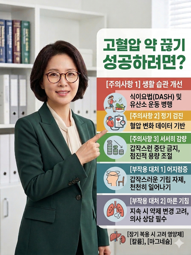 고혈압 약 끊기 성공하려면? 주의사항과 부작용대처법