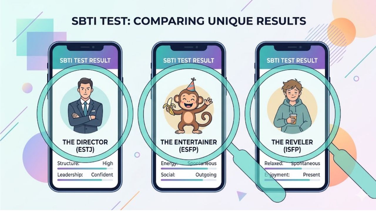 SBTI 테스트 3개 사이트 결과 비교 이미지