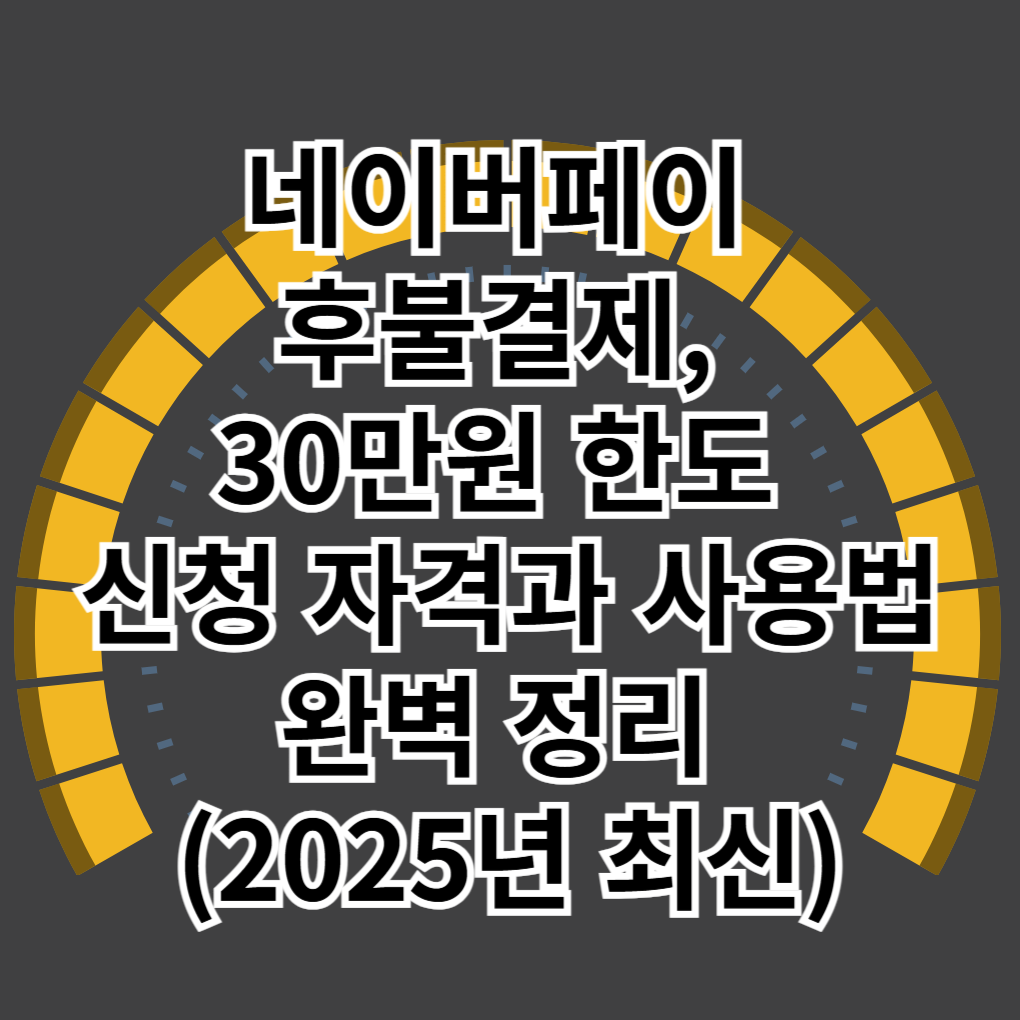 네이버페이 후불결제, 30만원 한도 신청 자격과 사용법 완벽 정리 (2025년 최신)