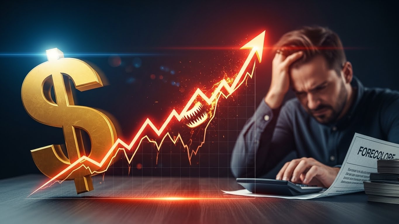 고환율로 인한 금리 인상 압박과 달러 자산 투자를 고민하는 재테크 이미지