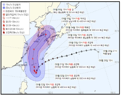 초강력 태풍 힌남노 이동 경로