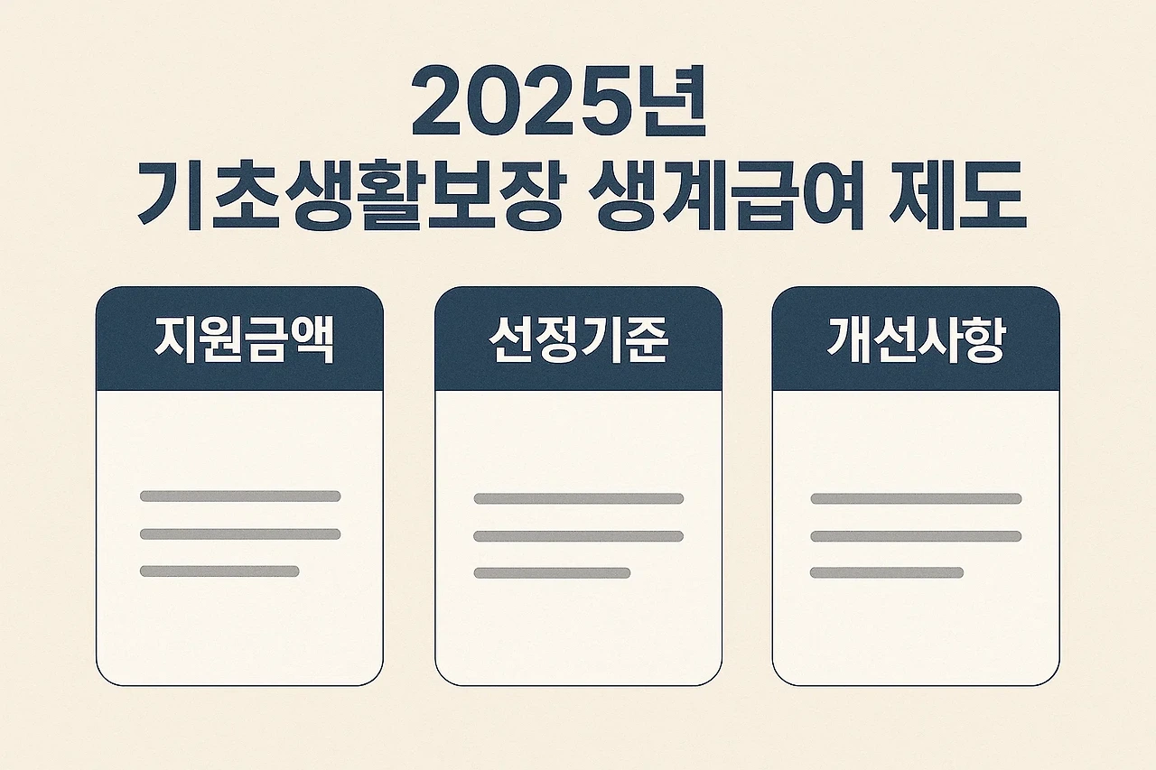 2025년 기초생활보장 생계급여 제도 - 지원금액, 선정기준, 개선사항 완벽 정리