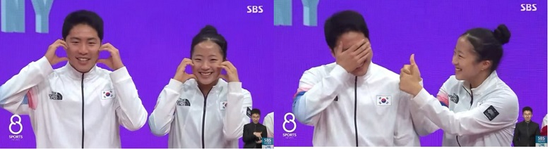 한국선수들의 여유...아시안게임 시상식서 드라마 연출?...중국관중들 환호 세례 VIDEO:&ldquo;The Korean table tennis team is cute&rdquo; Chinese fans went crazy at the awards ceremony, what was it like?
