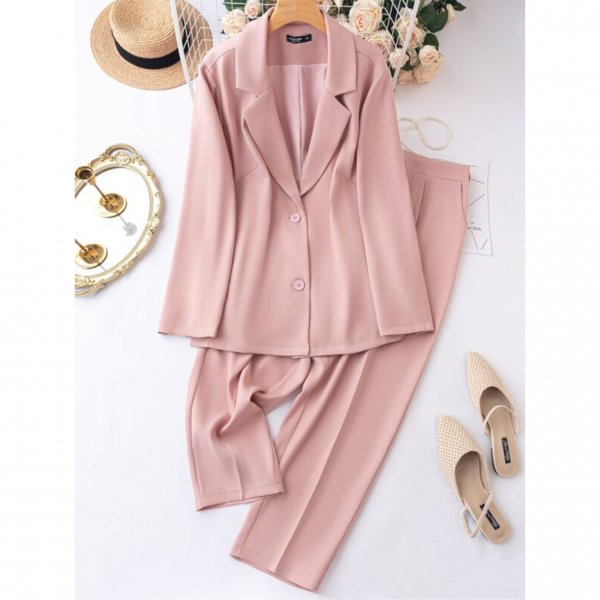 빅 사이즈 여성 정장 싱글 브레스티드 블레이저 팬츠 292496