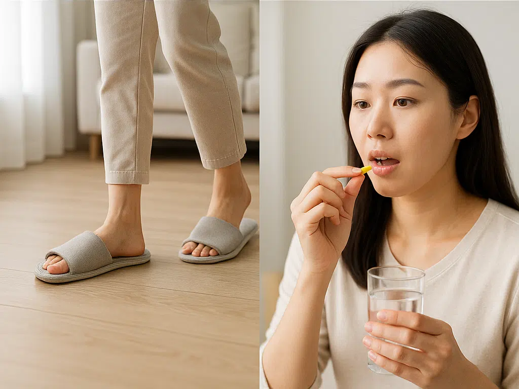 통기성 슬리퍼 착용, 비타민 섭취