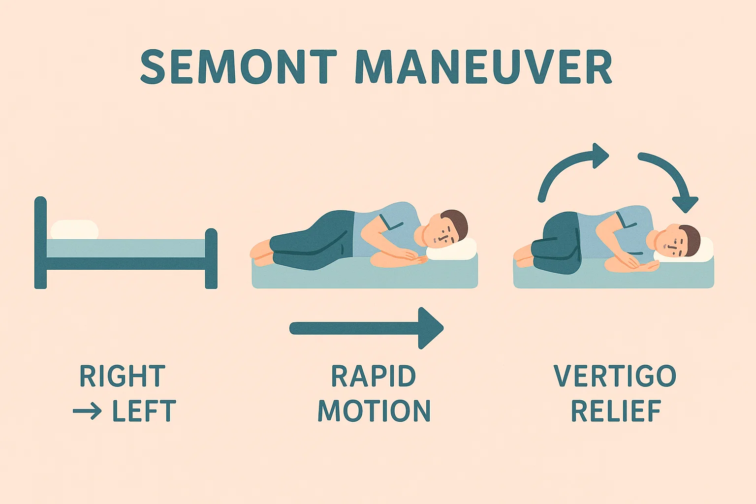 이석증 자가치료법 중 하나인 세몽트 운동 순서 설명