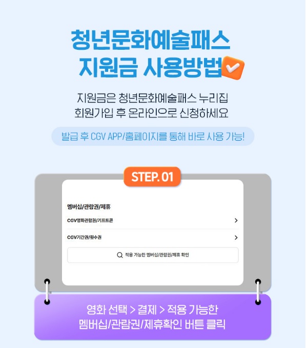 청년문화예술패스 영화 예매 방법