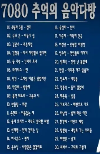 7080 노래방 애창곡 100 선곡 리스트_3