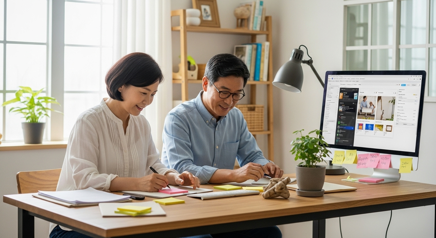 블로그 작업 중인 홈오피스 전경