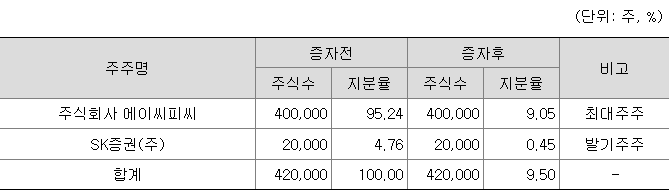 SK증권스팩13호 최대주주