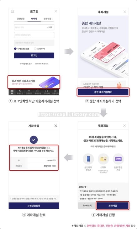 영웅문S#-어플의-계좌개설-방법이-4단계로-소개되고-있다.