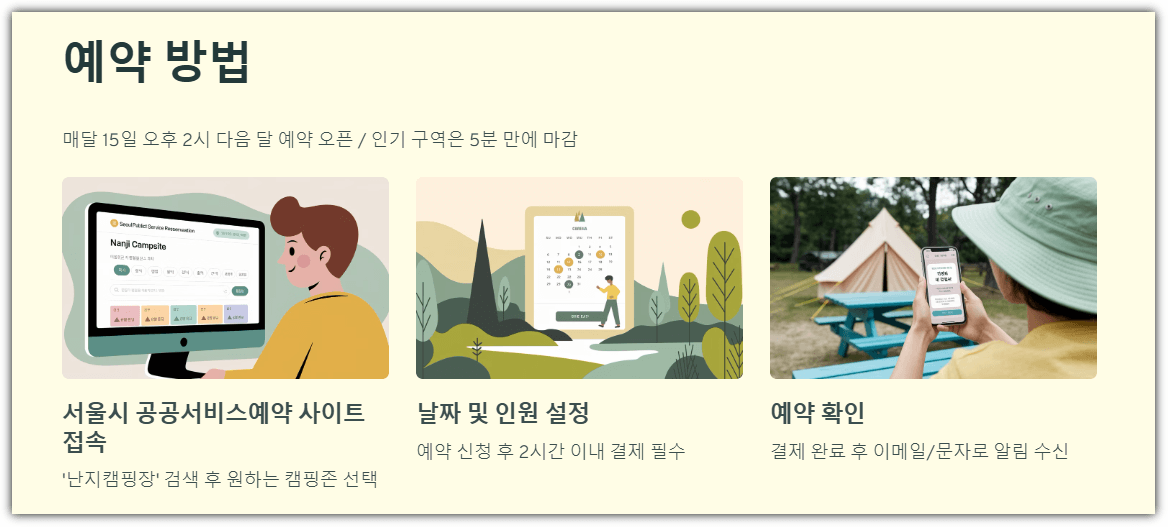 난지캠핑장 예약 방법