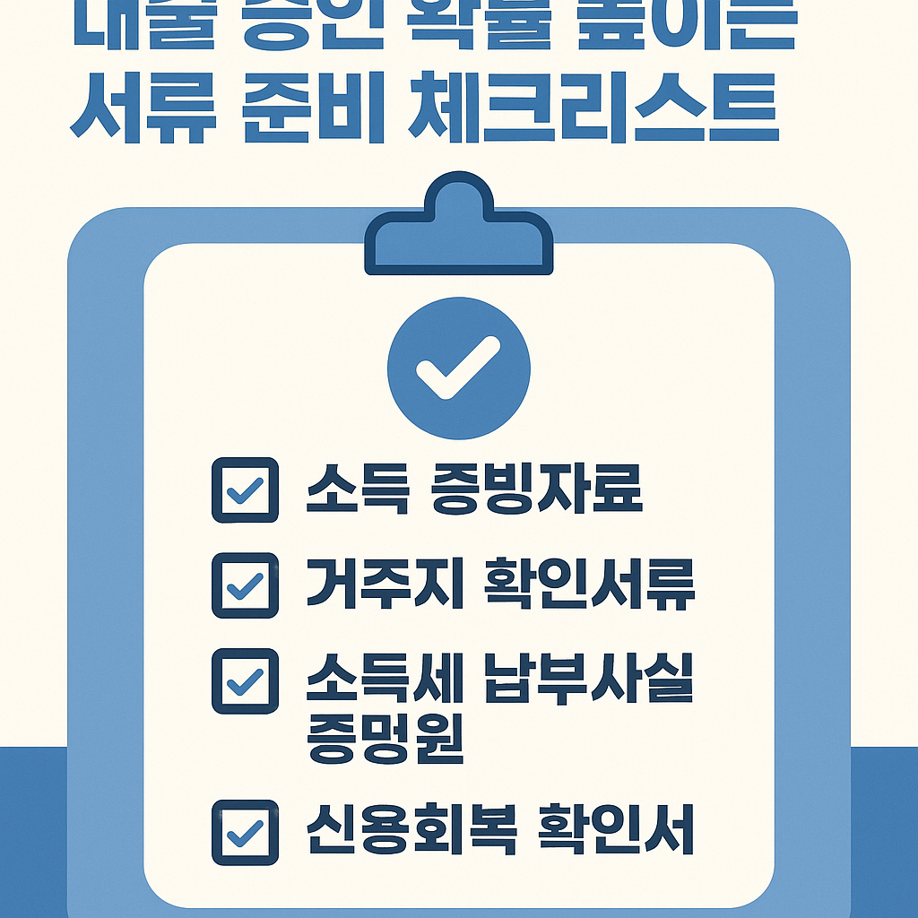대출 승인 확률 높이는 서류 체크리스트 - 소득금액증명원, 임대차계약서, 주민등록등본, 납세사실증명서 등