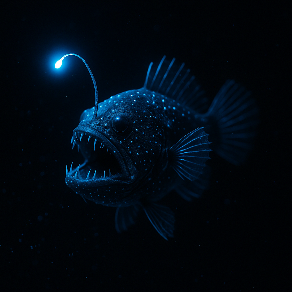 💡 2️⃣ 어둠을 빛으로 바꾸는 ‘심해어의 발광 능력’
