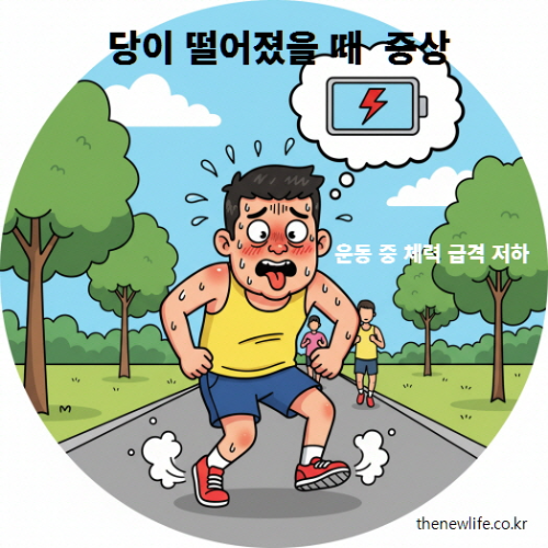 운동 중 갑자기 체력이 떨어져 힘들어하는 사람
