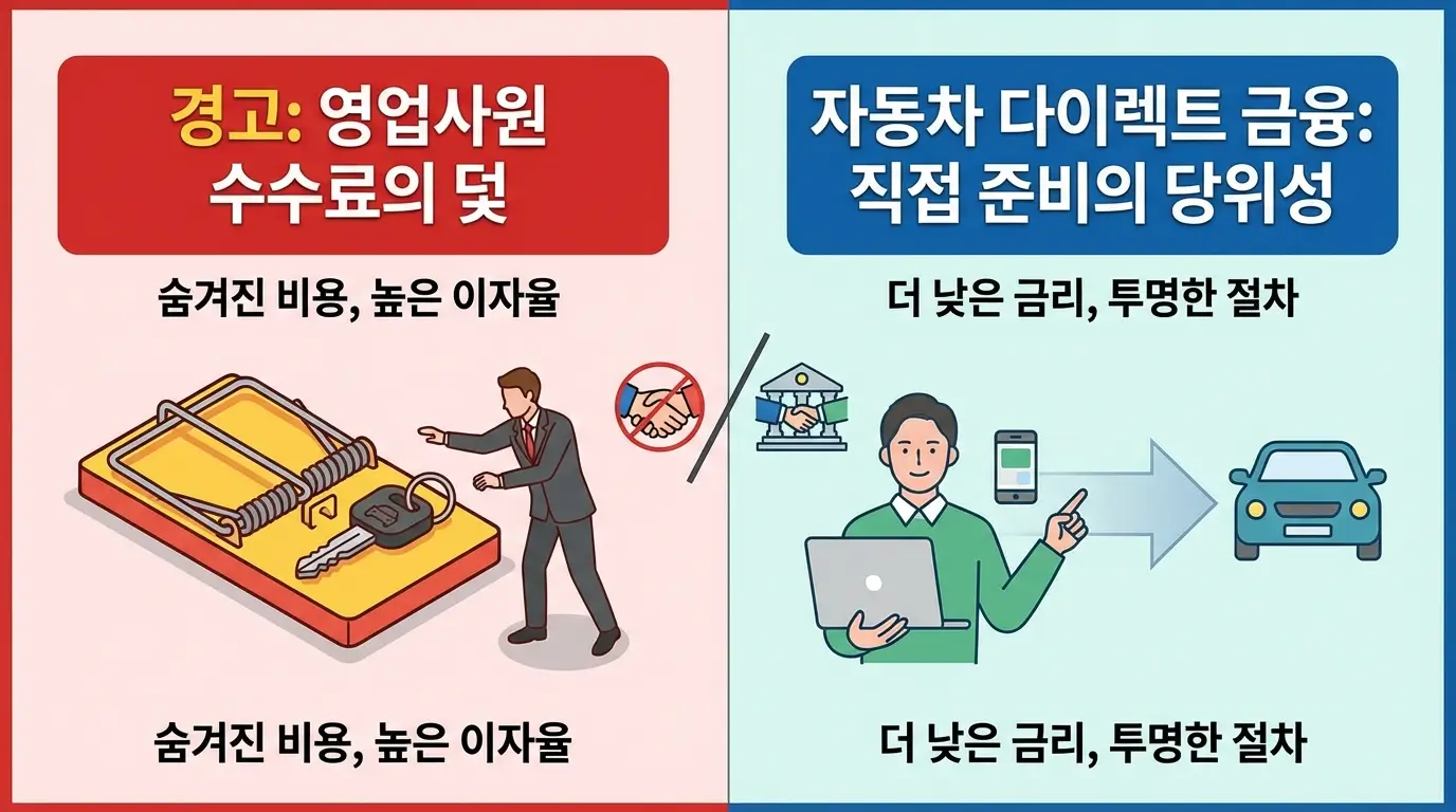 영업사원 수수료의 덫 경고 및 자동차 다이렉트 금융 직접 준비 당위성