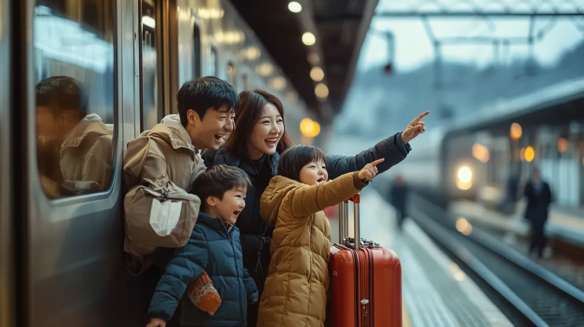 기차플랫폼에서-가방들고-기차타는-한국가족01
