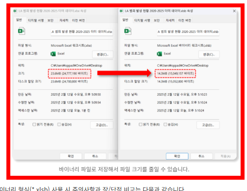 엑셀 파일 용량 줄이는 방법 사이트 소개