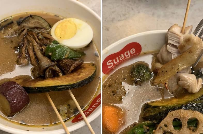 통통한 닭꼬치와 피망, 버섯 토핑