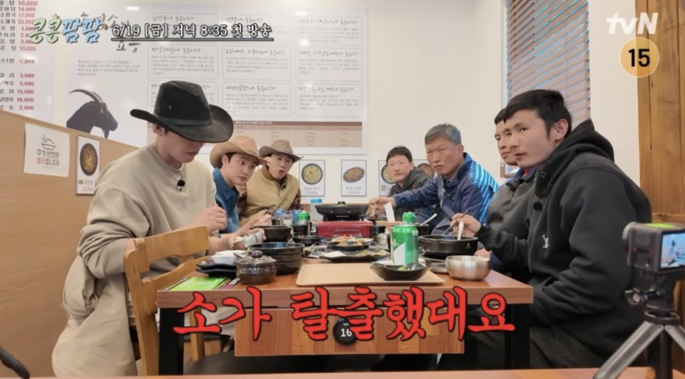소가 탈출했다는 소식을 들은 멤버들 사진