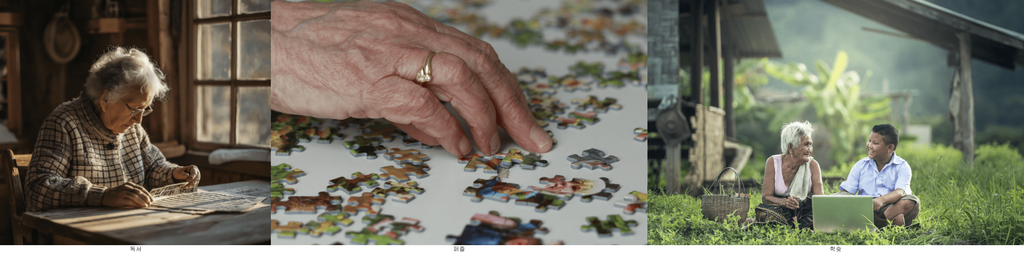 독서, 퍼즐, 학습