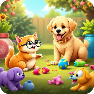 사랑스런 고양이와 강아지가 함께 행복하게 있는 이미지