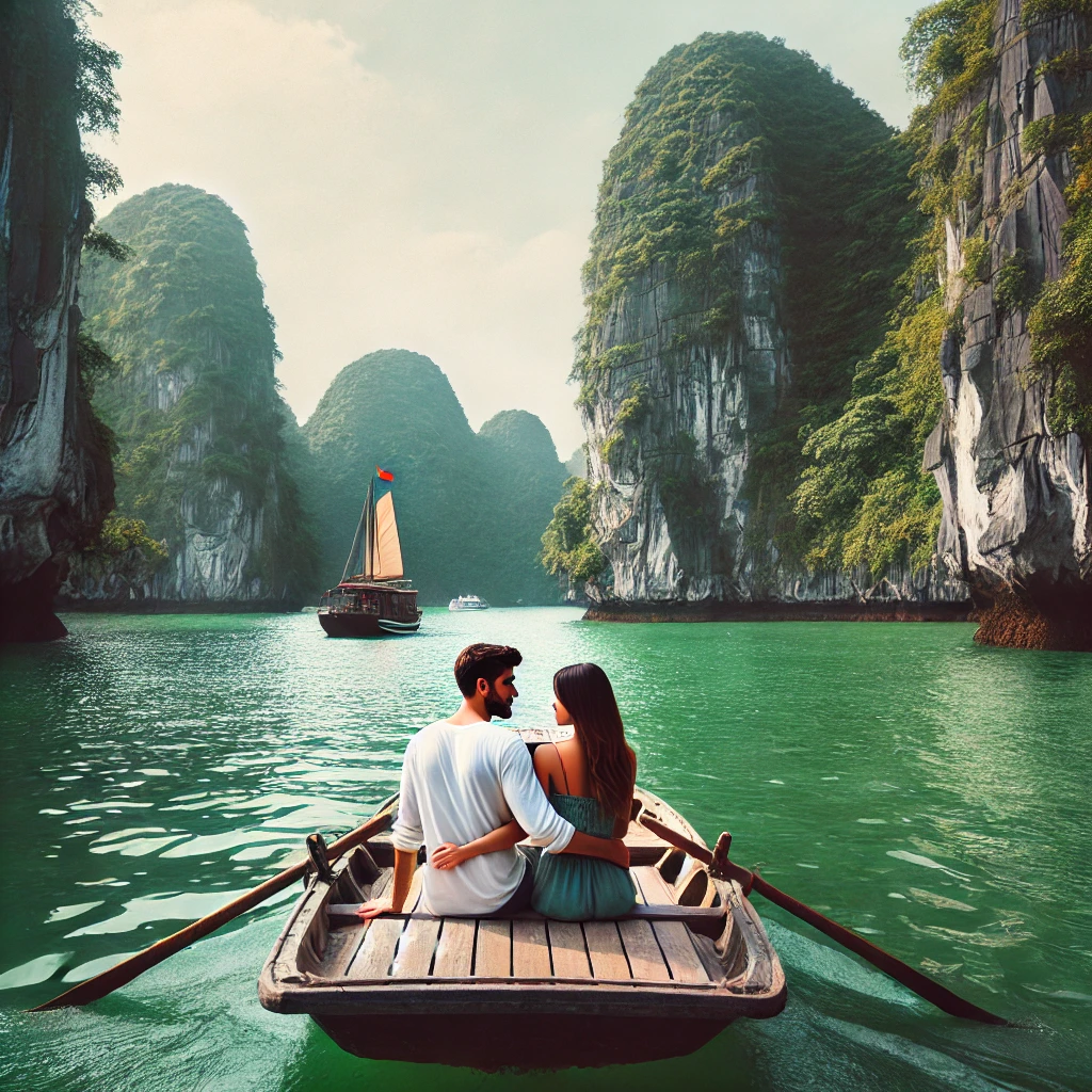 배에서 대화중인 커플