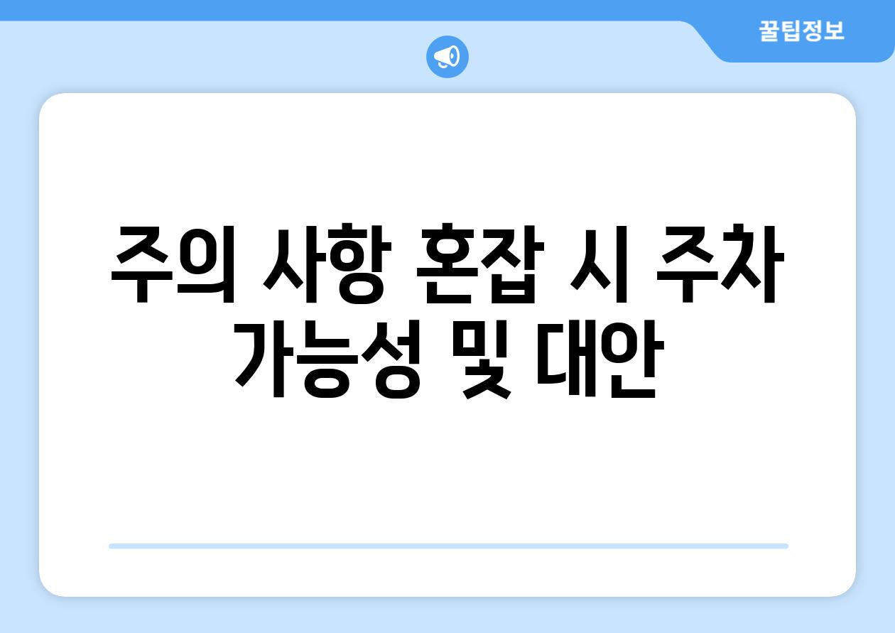 주의 사항 혼잡 시 주차 가능성 및 대안