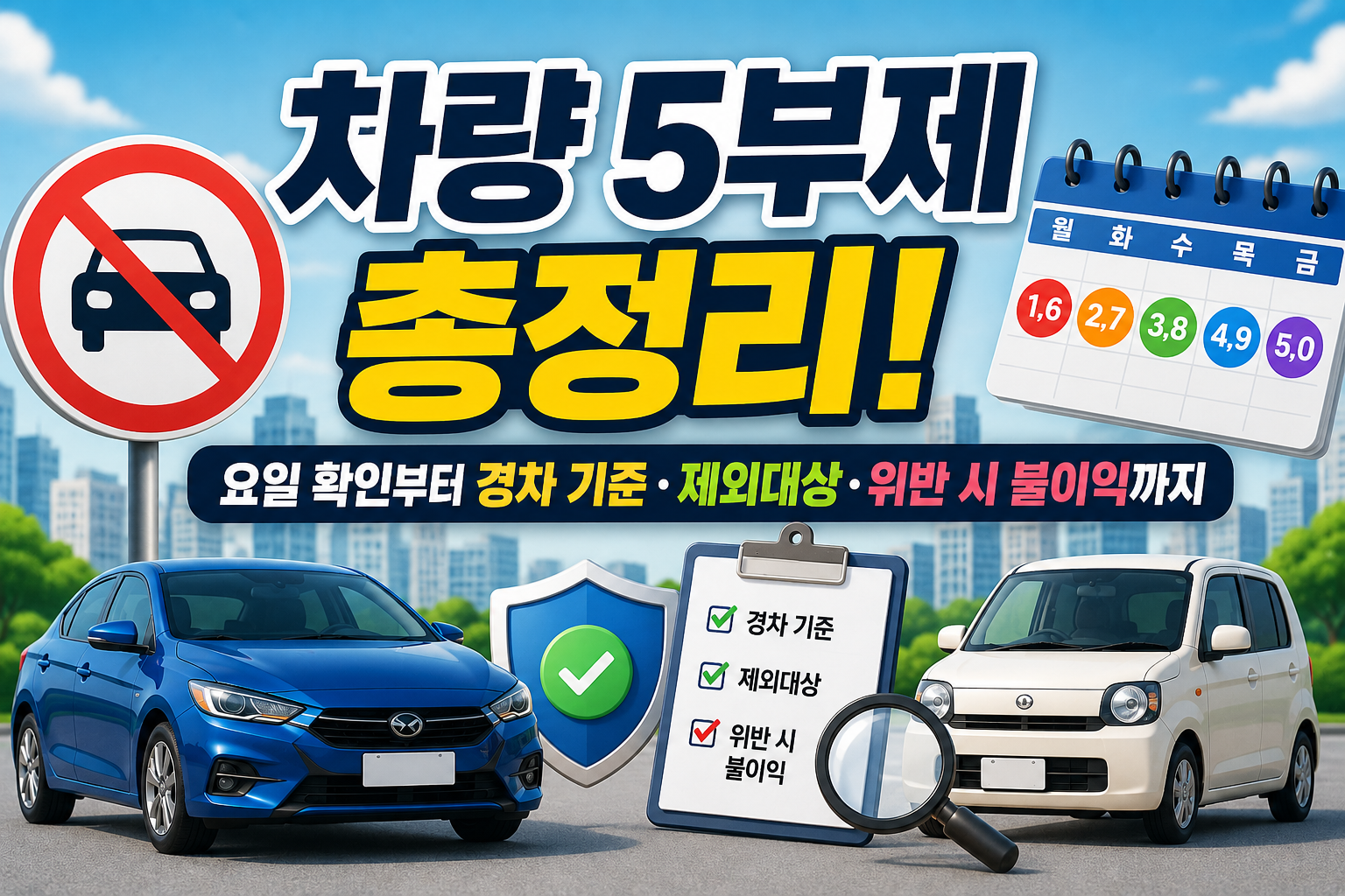 차량 5부제 총정리! 요일 확인부터 경차 기준·제외대상·위반 시 불이익까지 관련 사진