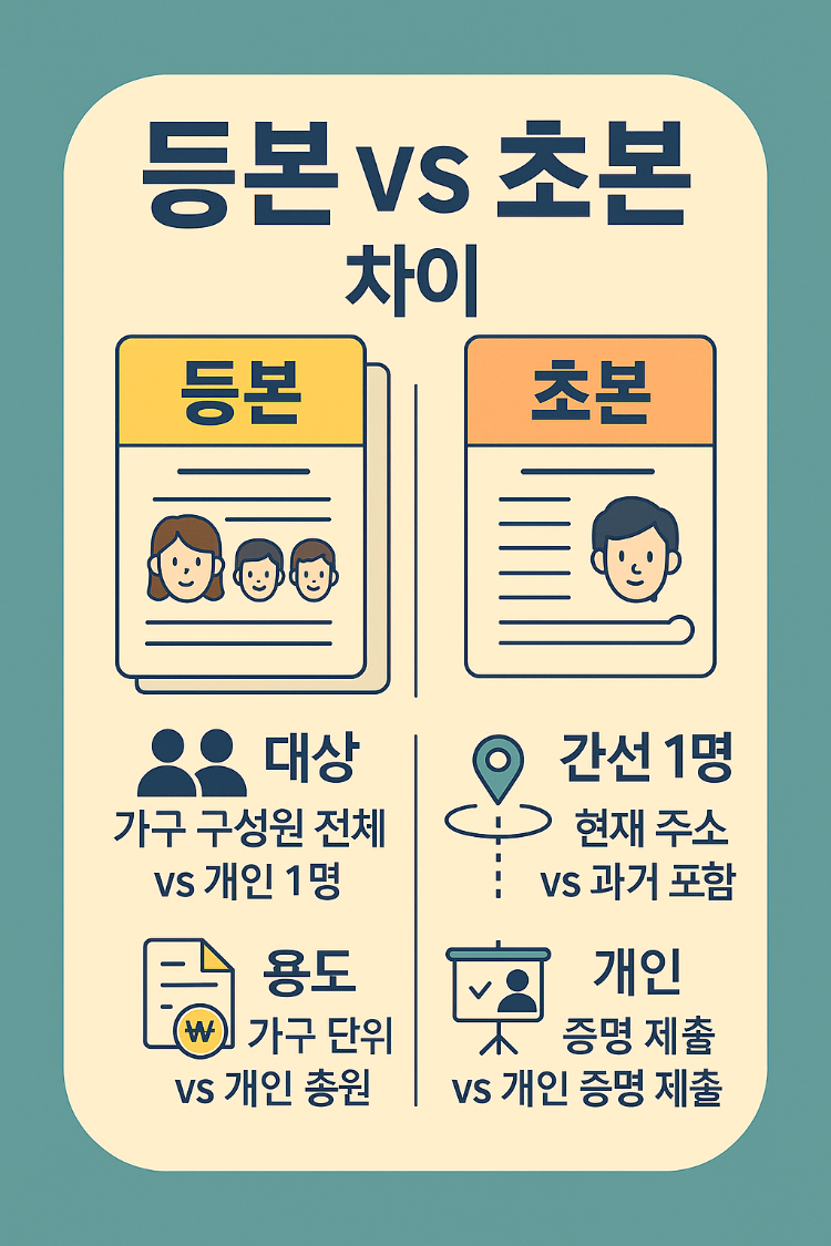 주민등록등본과 주민등록초본, 무엇이 다른가요?