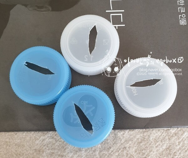 뚜껑에 구멍 낸 모습