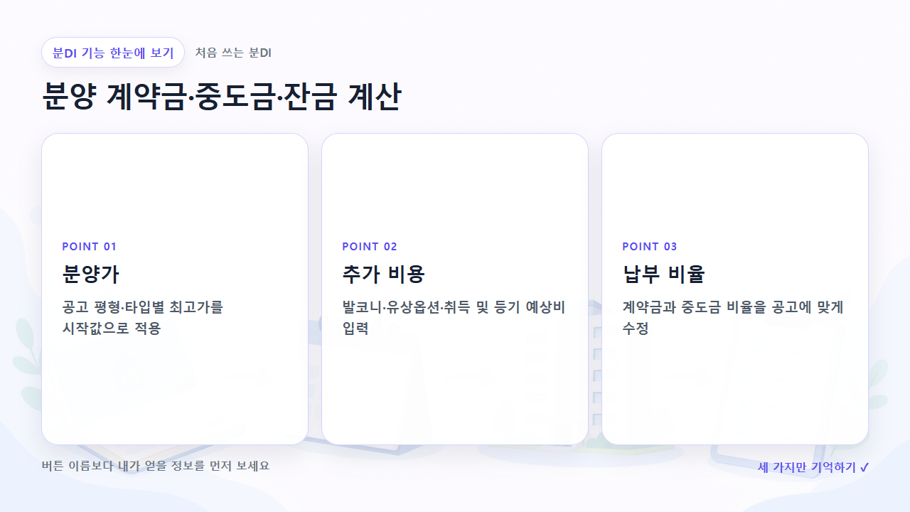 분양 계약금&middot;중도금&middot;잔금 계산에서 먼저 볼 세 가지를 정리한 한눈에 보기