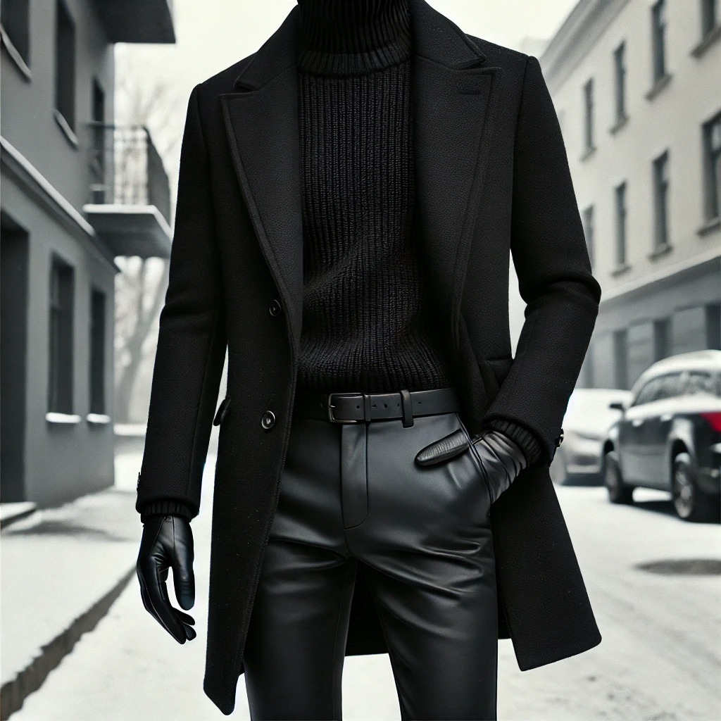 세련된 올블랙 겨울룩을 특징으로 하며, 계절에 딱 맞는 대담하고 스타일리시한 단색 앙상블